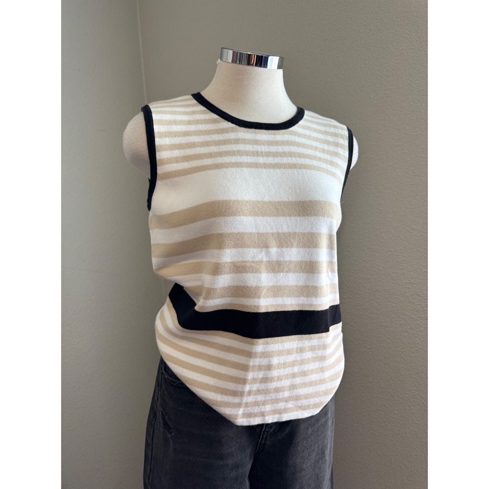 Designers Originals Striped Knit Sleeveless‎ Top - Women's M